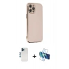 MARSİLYAN™- iPhone 12 Pro Kılıf Yankı Serisi - Siyah 3D Antistatik Seramik Nano Ekran Koruyucu + Shine Kamera Lens - MI