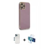 MARSİLYAN™- iPhone 12 Pro Kılıf Yankı Serisi - Siyah 3D Antistatik Seramik Nano Ekran Koruyucu + Shine Kamera Lens - MI