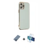 MARSİLYAN™- iPhone 12 Pro Kılıf Yankı Serisi - Siyah 3D Antistatik Seramik Nano Ekran Koruyucu + Metal Kamera Lens Koruma Cam - MI