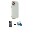 MARSİLYAN™- iPhone 12 Pro Kılıf Yankı Serisi - Siyah 3D Antistatik Seramik Nano Ekran Koruyucu + Neon Fosforlu Kamera Lens - SI