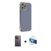 MARSİLYAN™- iPhone 12 Pro Kılıf Yankı Serisi - Siyah 3D Antistatik Seramik Nano Ekran Koruyucu + Neon Fosforlu Kamera Lens - SI