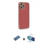 MARSİLYAN™- iPhone 12 Pro Kılıf Yankı Serisi - Siyah 3D Antistatik Seramik Nano Ekran Koruyucu + Shine Kamera Lens Koruma Cam - GD
