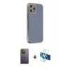MARSİLYAN™- iPhone 12 Pro Kılıf Yankı Serisi - Siyah 3D Antistatik Seramik Nano Ekran Koruyucu + Neon Fosforlu Kamera Lens - YL
