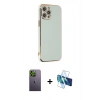 MARSİLYAN™- iPhone 12 Pro Kılıf Yankı Serisi - Siyah 3D Antistatik Seramik Nano Ekran Koruyucu + Neon Fosforlu Kamera Lens - YL
