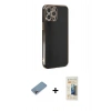MARSİLYAN™- iPhone 12 Pro Kılıf Yankı Serisi - Siyah 6D Mat Seramik Hayalet Nano Ekran Koruyucu + Shine Kamera Lens Koruma Cam - GI