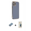 MARSİLYAN™- iPhone 12 Pro Kılıf Yankı Serisi - Siyah 6D Mat Seramik Hayalet Nano Ekran Koruyucu + Shine Kamera Lens Koruma Cam - GI