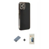 MARSİLYAN™- iPhone 12 Pro Kılıf Yankı Serisi - Siyah 6D Mat Seramik Hayalet Nano Ekran Koruyucu + Metal Kamera Lens Koruma Cam - GS