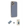 MARSİLYAN™- iPhone 12 Pro Kılıf Yankı Serisi - Siyah 6D Mat Seramik Hayalet Nano Ekran Koruyucu + Metal Kamera Lens Koruma Cam - GS