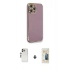 MARSİLYAN™- iPhone 12 Pro Kılıf Yankı Serisi - Siyah 6D Mat Seramik Hayalet Nano Ekran Koruyucu + Shine Kamera Lens - GS