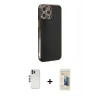 MARSİLYAN™- iPhone 12 Pro Kılıf Yankı Serisi - Siyah 6D Mat Seramik Hayalet Nano Ekran Koruyucu + Shine Kamera Lens - GS