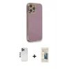 MARSİLYAN™- iPhone 12 Pro Kılıf Yankı Serisi - Siyah 6D Mat Seramik Hayalet Nano Ekran Koruyucu + Shine Kamera Lens - MI