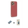 MARSİLYAN™- iPhone 12 Pro Kılıf Yankı Serisi - Siyah 6D Mat Seramik Hayalet Nano Ekran Koruyucu + Mor Metal Kamera Lens Koruma Cam