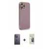 MARSİLYAN™- iPhone 12 Pro Kılıf Yankı Serisi - Siyah 6D Mat Seramik Hayalet Nano Ekran Koruyucu + Neon Fosforlu Kamera Lens - BZ