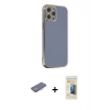 MARSİLYAN™- iPhone 12 Pro Kılıf Yankı Serisi - Siyah 6D Mat Seramik Hayalet Nano Ekran Koruyucu + Renkli Kamera Lens Koruma Cam - PE