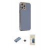 MARSİLYAN™- iPhone 12 Pro Kılıf Yankı Serisi - Siyah 6D Mat Seramik Hayalet Nano Ekran Koruyucu + Shine Kamera Lens Koruma Cam - PE