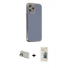 MARSİLYAN™- iPhone 12 Pro Kılıf Yankı Serisi - Siyah 6D Mat Seramik Hayalet Nano Ekran Koruyucu + Rainbow Kamera Lens Koruma Cam - GD