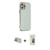 MARSİLYAN™- iPhone 12 Pro Kılıf Yankı Serisi - Siyah 6D Mat Seramik Hayalet Nano Ekran Koruyucu + Rainbow Kamera Lens Koruma Cam - GD