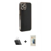 MARSİLYAN™- iPhone 12 Pro Kılıf Yankı Serisi - Siyah 6D Mat Seramik Hayalet Nano Ekran Koruyucu + Kamera Lens Koruma Cam - SF