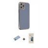 MARSİLYAN™- iPhone 12 Pro Kılıf Yankı Serisi - Siyah 6D Mat Seramik Hayalet Nano Ekran Koruyucu + Shine Kamera Lens Koruma Cam - MI