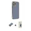 MARSİLYAN™- iPhone 12 Pro Kılıf Yankı Serisi - Siyah 6D Mat Seramik Hayalet Nano Ekran Koruyucu + Shine Kamera Lens Koruma Cam - SH