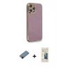 MARSİLYAN™- iPhone 12 Pro Kılıf Yankı Serisi - Siyah 6D Mat Seramik Hayalet Nano Ekran Koruyucu + Shine Kamera Lens Koruma Cam - SH