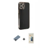 MARSİLYAN™- iPhone 12 Pro Kılıf Yankı Serisi - Siyah 6D Mat Seramik Hayalet Nano Ekran Koruyucu + Shine Kamera Lens Koruma Cam - SH