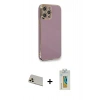 MARSİLYAN™- iPhone 12 Pro Kılıf Yankı Serisi - Siyah Polymer Nano Ekran Koruyucu + Rainbow Kamera Lens Koruma Cam - GD