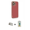 MARSİLYAN™- iPhone 12 Pro Kılıf Yankı Serisi - Siyah Polymer Nano Ekran Koruyucu + Rainbow Kamera Lens Koruma Cam - GD