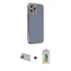 MARSİLYAN™- iPhone 12 Pro Kılıf Yankı Serisi - Siyah Polymer Nano Ekran Koruyucu + Rainbow Kamera Lens Koruma Cam - GD