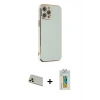 MARSİLYAN™- iPhone 12 Pro Kılıf Yankı Serisi - Siyah Polymer Nano Ekran Koruyucu + Rainbow Kamera Lens Koruma Cam - GD