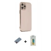 MARSİLYAN™- iPhone 12 Pro Kılıf Yankı Serisi - Siyah Polymer Nano Ekran Koruyucu + Metal Kamera Lens Koruma Cam - KI