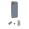 MARSİLYAN™- iPhone 12 Pro Kılıf Yankı Serisi - Siyah Polymer Nano Ekran Koruyucu + Metal Kamera Lens Koruma Cam - KI