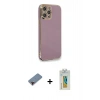 MARSİLYAN™- iPhone 12 Pro Kılıf Yankı Serisi - Siyah Polymer Nano Ekran Koruyucu + Metal Kamera Lens Koruma Cam - KI