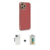 MARSİLYAN™- iPhone 12 Pro Kılıf Yankı Serisi - Siyah Polymer Nano Ekran Koruyucu + Shine Kamera Lens - MI