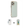 MARSİLYAN™- iPhone 12 Pro Kılıf Yankı Serisi - Siyah Polymer Nano Ekran Koruyucu + Shine Kamera Lens - MI