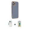 MARSİLYAN™- iPhone 12 Pro Kılıf Yankı Serisi - Siyah Polymer Nano Ekran Koruyucu + Shine Kamera Lens - MI