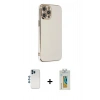 MARSİLYAN™- iPhone 12 Pro Kılıf Yankı Serisi - Siyah Polymer Nano Ekran Koruyucu + Shine Kamera Lens - MI