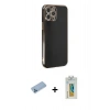 MARSİLYAN™- iPhone 12 Pro Kılıf Yankı Serisi - Siyah Polymer Nano Ekran Koruyucu + Shine Kamera Lens Koruma Cam - MI