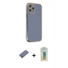 MARSİLYAN™- iPhone 12 Pro Kılıf Yankı Serisi - Siyah Polymer Nano Ekran Koruyucu + Metal Kamera Lens Koruma Cam - GD