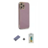 MARSİLYAN™- iPhone 12 Pro Kılıf Yankı Serisi - Siyah Polymer Nano Ekran Koruyucu + Metal Kamera Lens Koruma Cam - GD