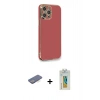 MARSİLYAN™- iPhone 12 Pro Kılıf Yankı Serisi - Siyah Polymer Nano Ekran Koruyucu + Renkli Kamera Lens Koruma Cam - MI