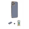 MARSİLYAN™- iPhone 12 Pro Kılıf Yankı Serisi - Siyah Polymer Nano Ekran Koruyucu + Renkli Kamera Lens Koruma Cam - MI