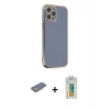 MARSİLYAN™- iPhone 12 Pro Kılıf Yankı Serisi - Siyah Polymer Nano Ekran Koruyucu + Renkli Kamera Lens Koruma Cam - SI
