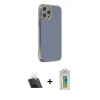 MARSİLYAN™- iPhone 12 Pro Kılıf Yankı Serisi - Siyah Polymer Nano Ekran Koruyucu + Kamera Lens Koruma Cam - SF