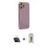 MARSİLYAN™- iPhone 12 Pro Kılıf Yankı Serisi - Siyah Polymer Nano Ekran Koruyucu + Kamera Lens Koruma Cam - SF