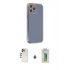 MARSİLYAN™- iPhone 12 Pro Kılıf Yankı Serisi - Siyah Polymer Nano Ekran Koruyucu + Shine Kamera Lens - GD