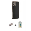 MARSİLYAN™- iPhone 12 Pro Kılıf Yankı Serisi - Siyah Polymer Nano Ekran Koruyucu + Shine Kamera Lens Koruma Cam - SABE