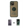 MARSİLYAN™- iPhone 12 Pro Kılıf Yörünge Çizgi - Şeffaf 360 Full Body Arka Koruyucu + Neon Fosforlu Kamera Lens - BZ