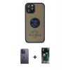MARSİLYAN™- iPhone 12 Pro Kılıf Yörünge Çizgi - Şeffaf 360 Full Body Arka Koruyucu + Neon Fosforlu Kamera Lens - MI