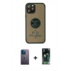 MARSİLYAN™- iPhone 12 Pro Kılıf Yörünge Çizgi - Şeffaf 360 Full Body Arka Koruyucu + Neon Fosforlu Kamera Lens - MI